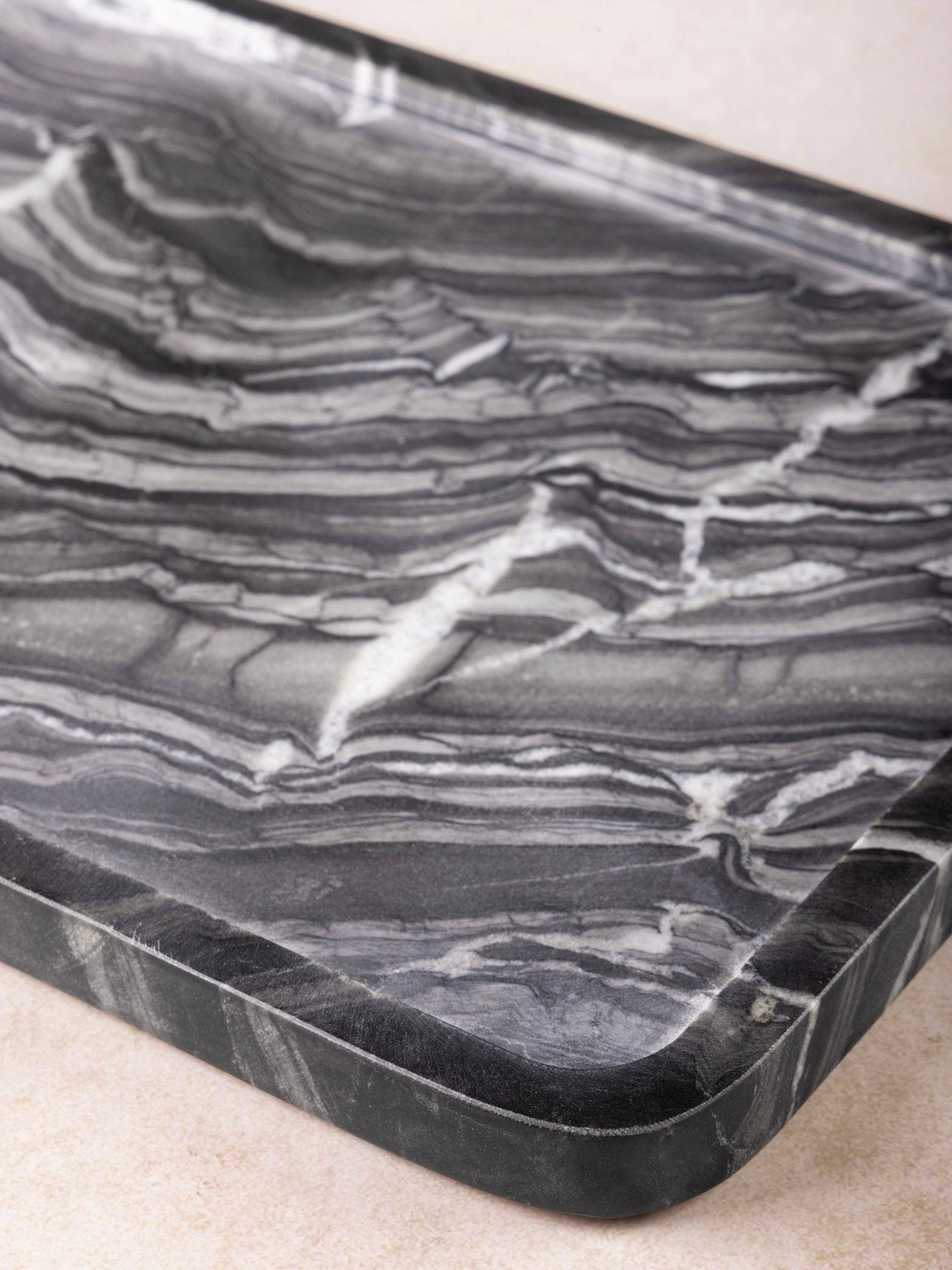 GAURI KOHLI - Wholesale Decorative Tray - Frontier Black Onyx Marble Tray – 15″×9″3