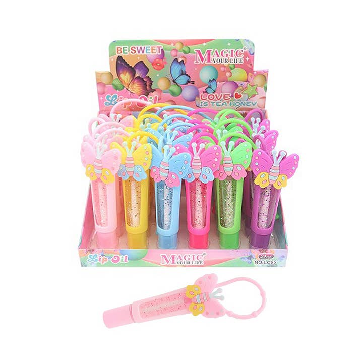 Cap Zone - Wholesale Lip Gloss - Butterfly Travel Holder Moisturizing Lip Gloss