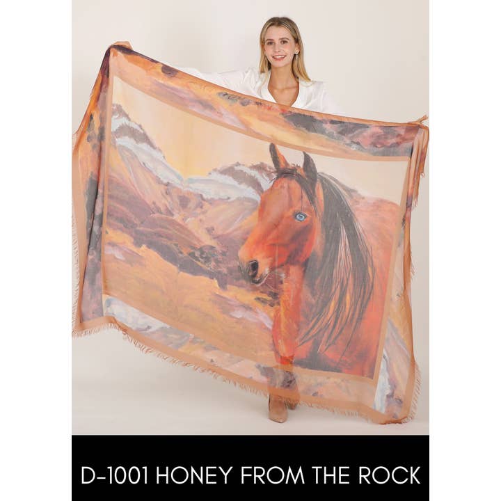 Love's Pure Light Scarves - Wholesale Scarf - Women's - D-1001 HONEY FROM THE ROCK- CARMEL HORSE