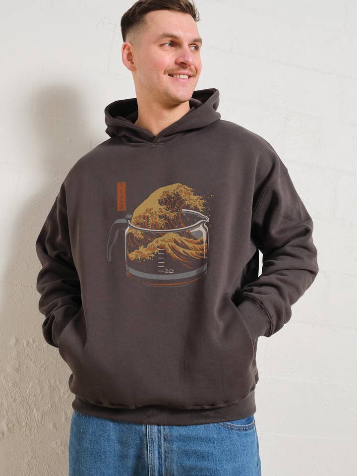 Den stora vågen av kaffehuvtröja för wholesale av Threadheads