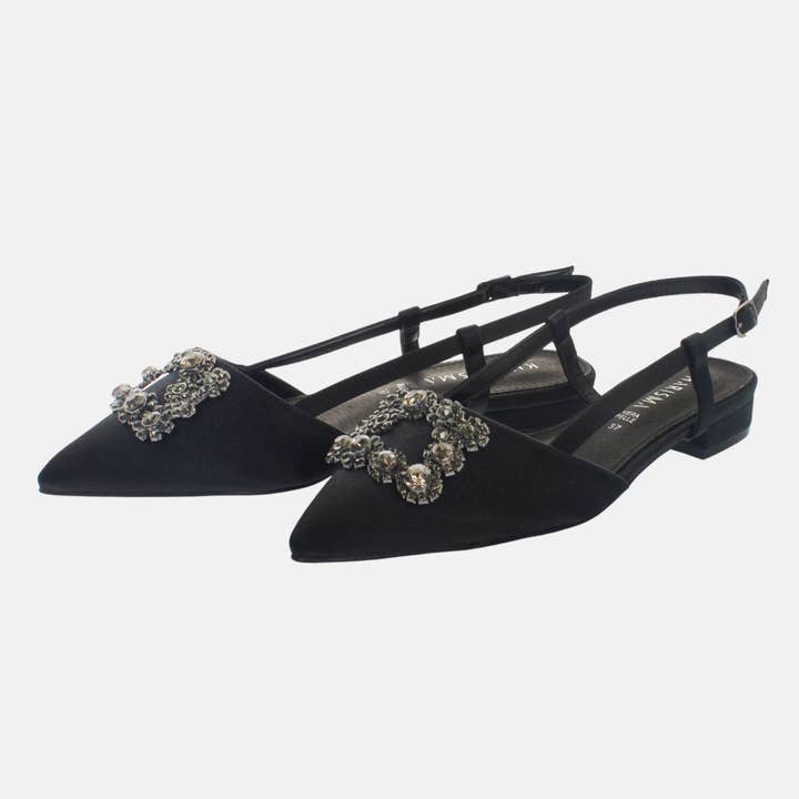 Sable Ballerine Strap Rhinestone Satin Buckle for wholesale on Faire2