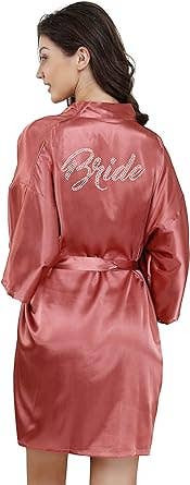 LA Merchandise - Wholesale Robe - Women's - La Merchandise LAB1800 Women's Satin Short Bridal Party Robe32