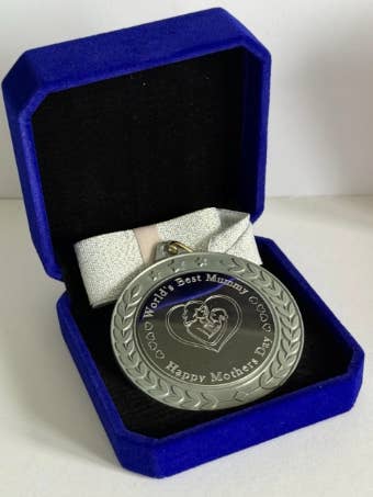 Engraved Mum & Baby Medal In Velvet Box for wholesale by Medal Envy
