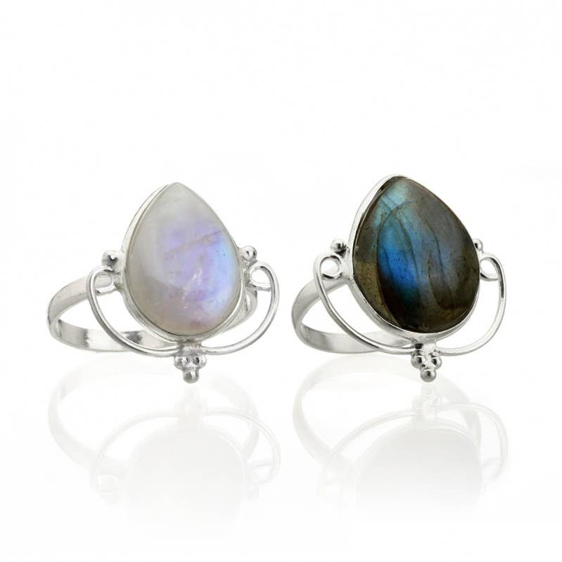 UniArt – wholesale Solitairering – Boheme ring, silver med natursten2