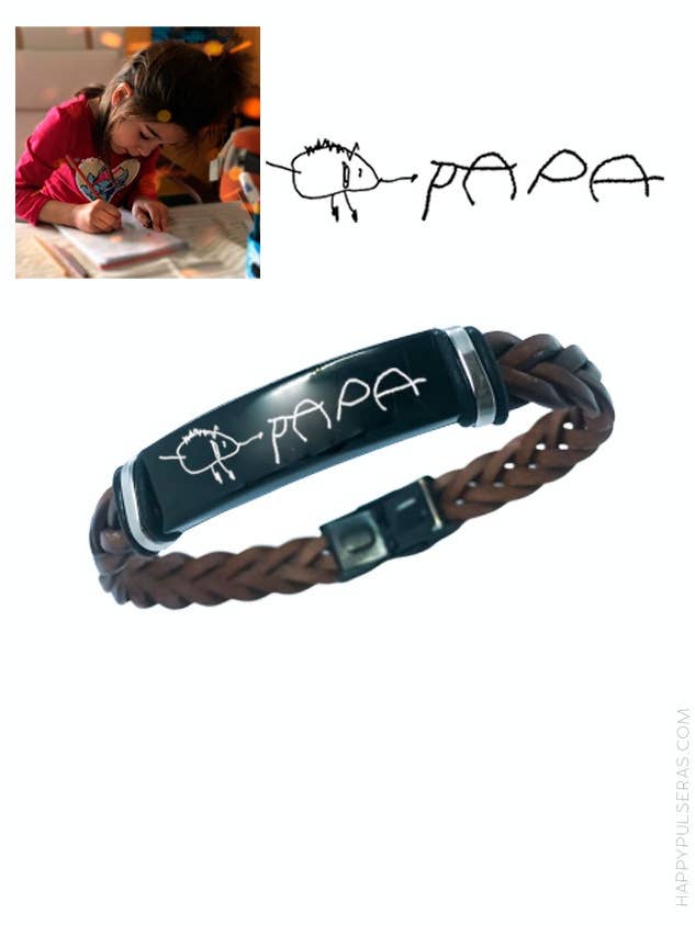 Father's Formentera braided leather bracelet with drawing. for wholesale by Happypulseras