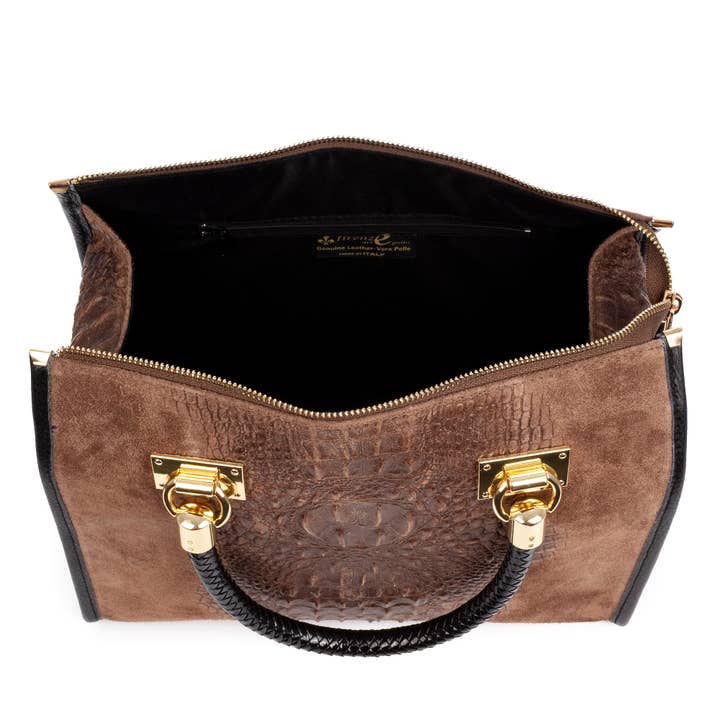 FIRENZE ARTEGIANI – wholesale Väska med handtag – Dam – Anacapri Toteväska Dam. Äkta läder Mocka Krokodil.14