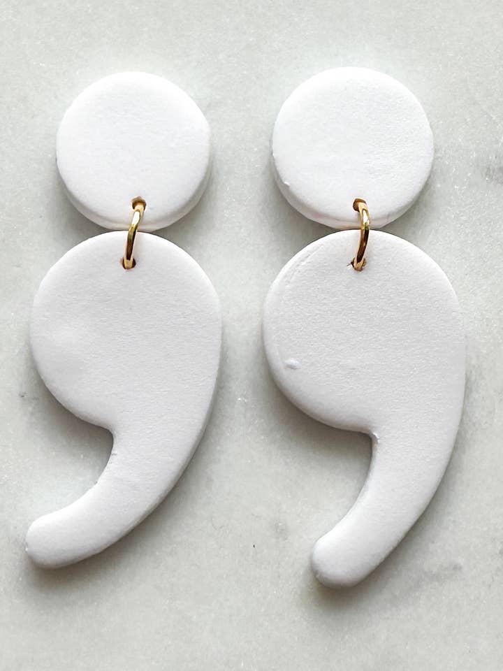 Semi Colon Suicide Awareness Ribbon Dangle Earring for wholesale by Vandy Visuals Shop