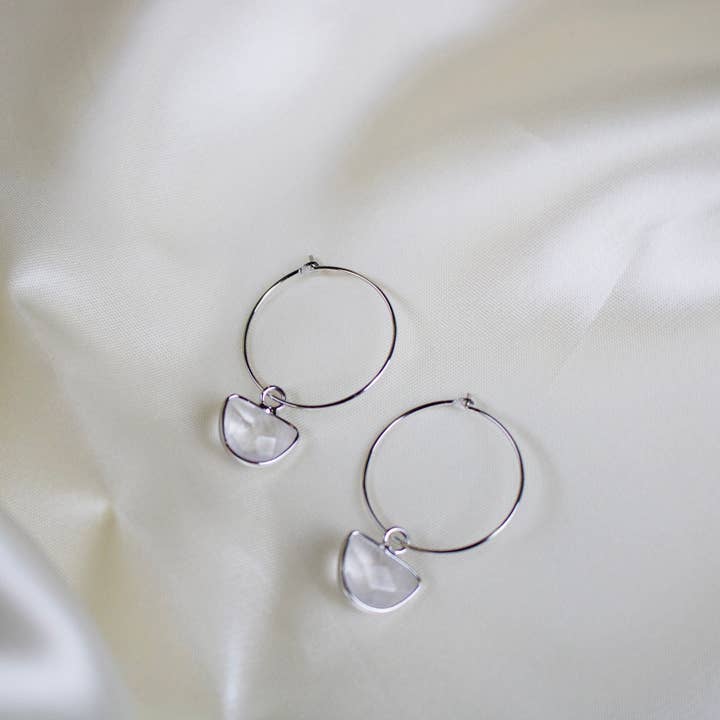 TISH jewelry - Wholesale Hoop Earrings - Aura // Clear Quartz Crystal Hoop Earrings4