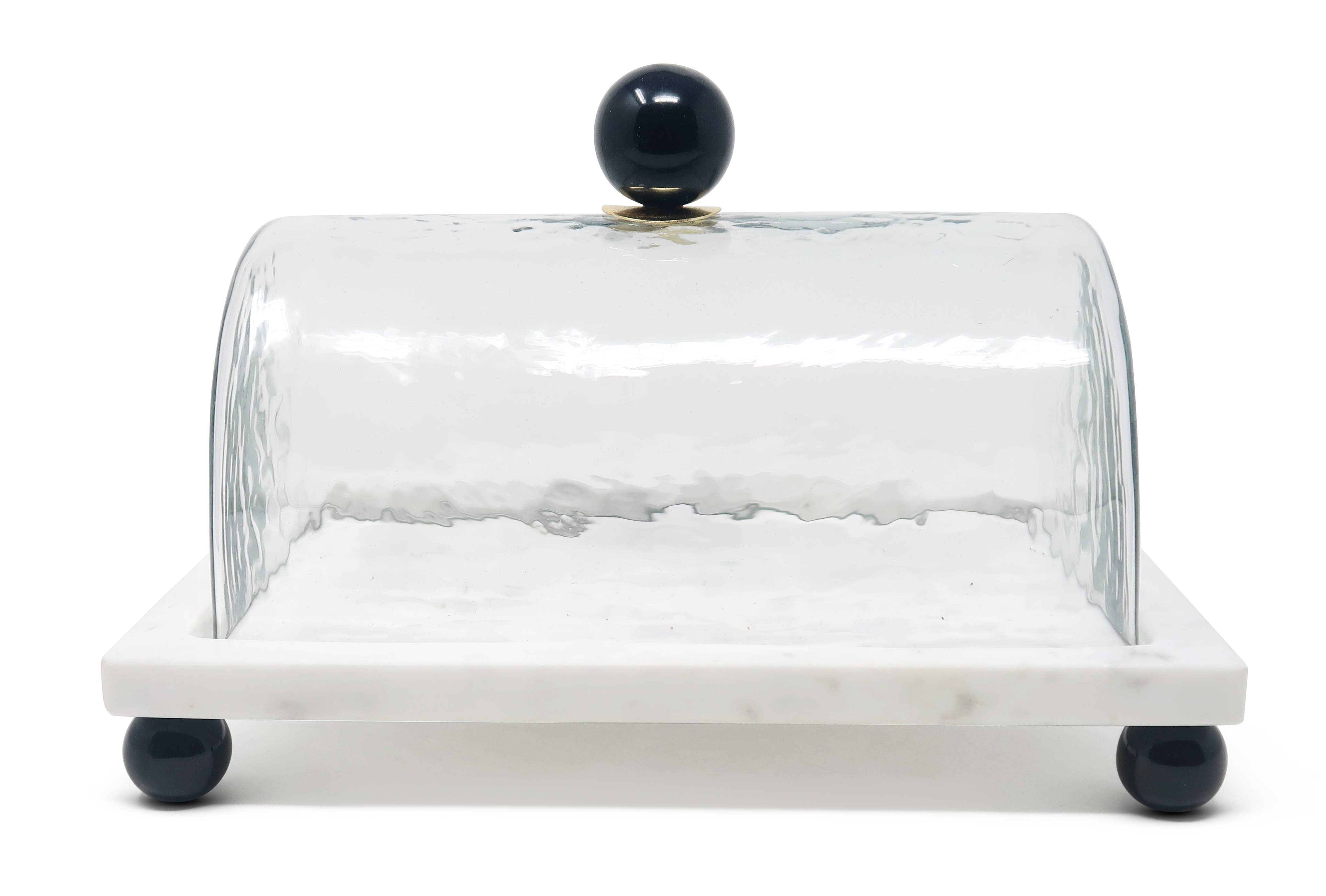 CLASSIC TOUCH DECOR INC. - Wholesale Cake Stand - Marble Cake Plater with Glass Cover and Ball Knob - 10.4"L10