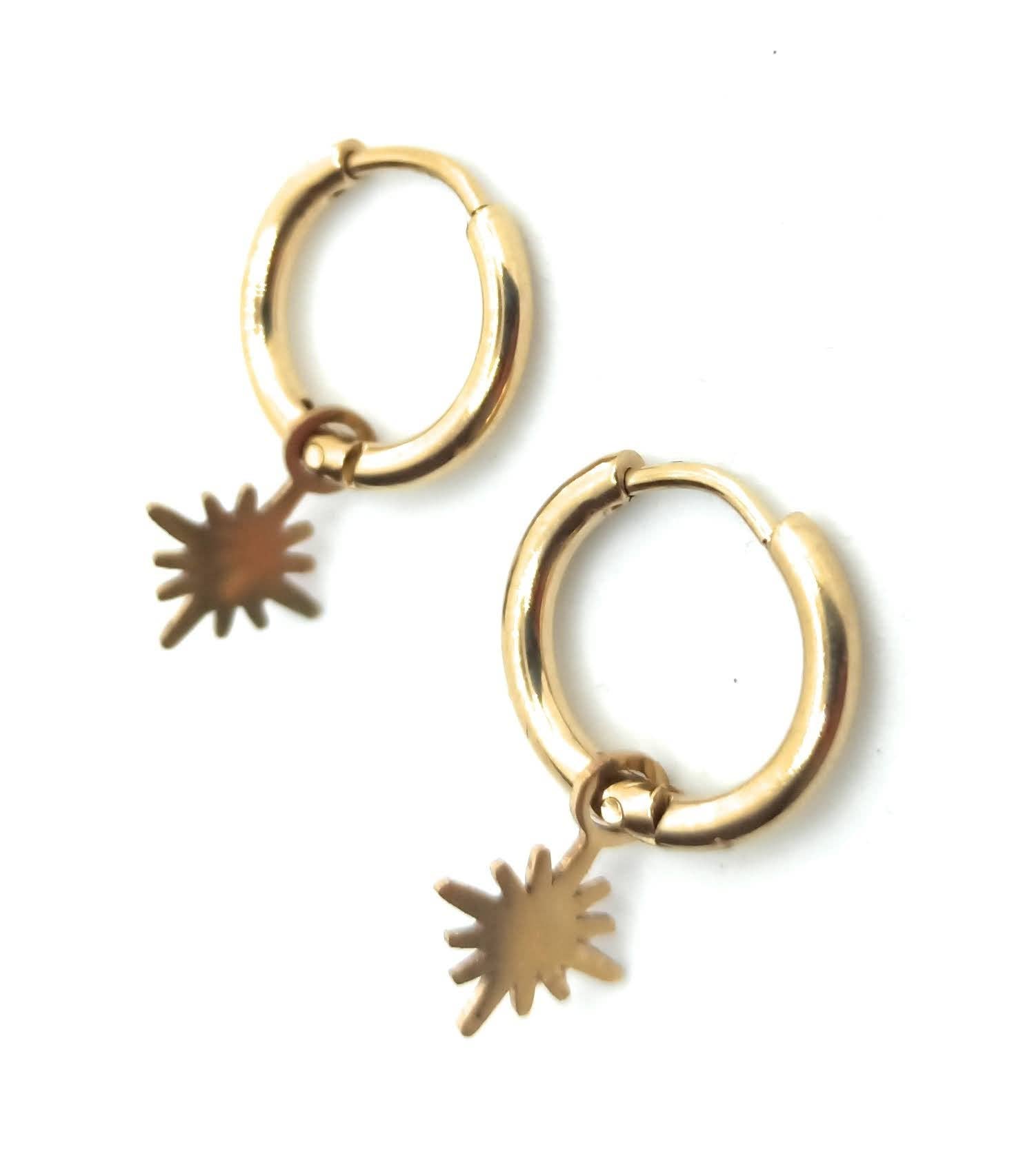 BRANDELIA - Wholesale Dangle Earrings - Pendant Earrings · Nude Star Gold Hoop5