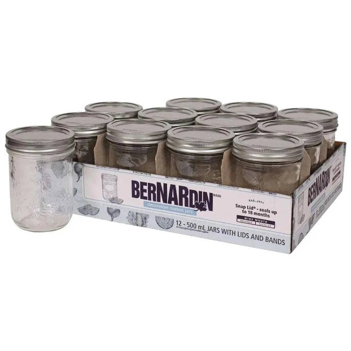 MK Smith's Shop - Wholesale Jar - Bernardin Regular Mouth Mason Jars-Box of 12, 500ml, Clear