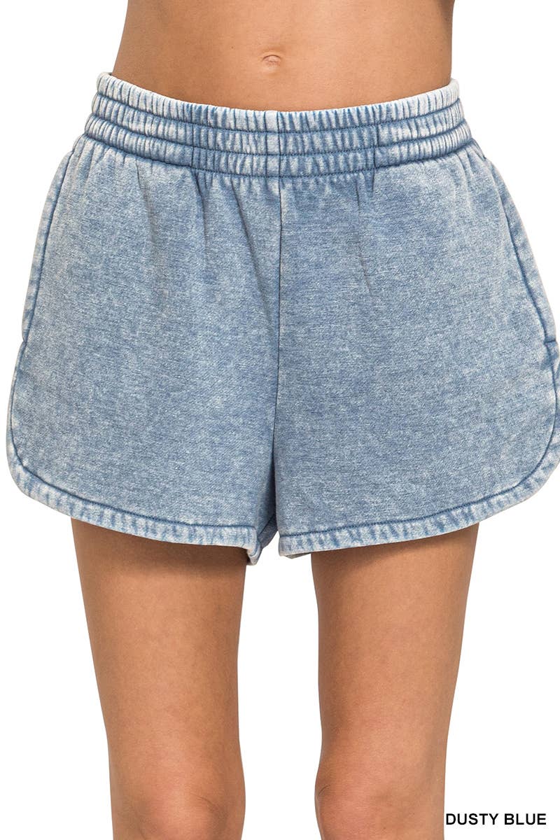 42POPS – Großhandel Shorts – Damen – 42POPS Fleece Shorts mit Acid Wash und einfarbigem Design35