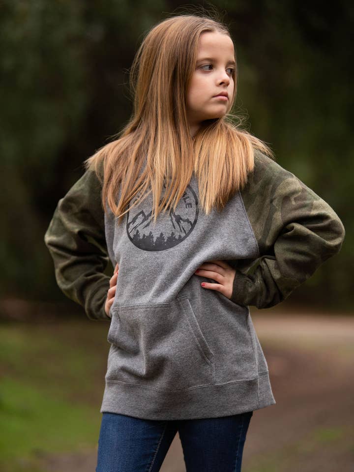 Outdoorable Apparel - Vente Sweat à capuche – enfant - Sweat à capuche noir camouflage3