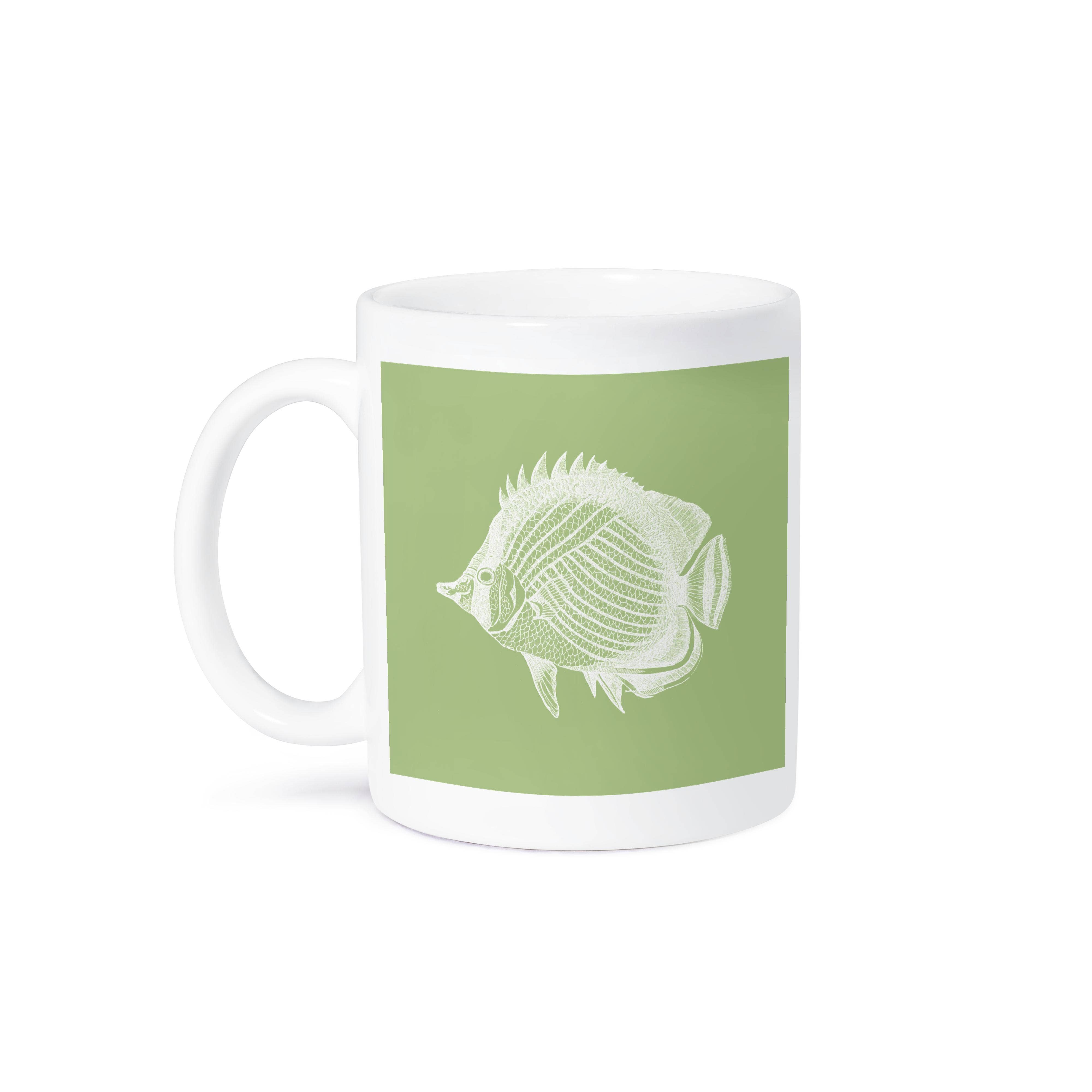3dRose – Engroshandel Kaffekrus – 3dRose, Grøn Sommerfuglefisk Tropisk Fisk print Eksotisk moderne hav ocean marine, Krus8