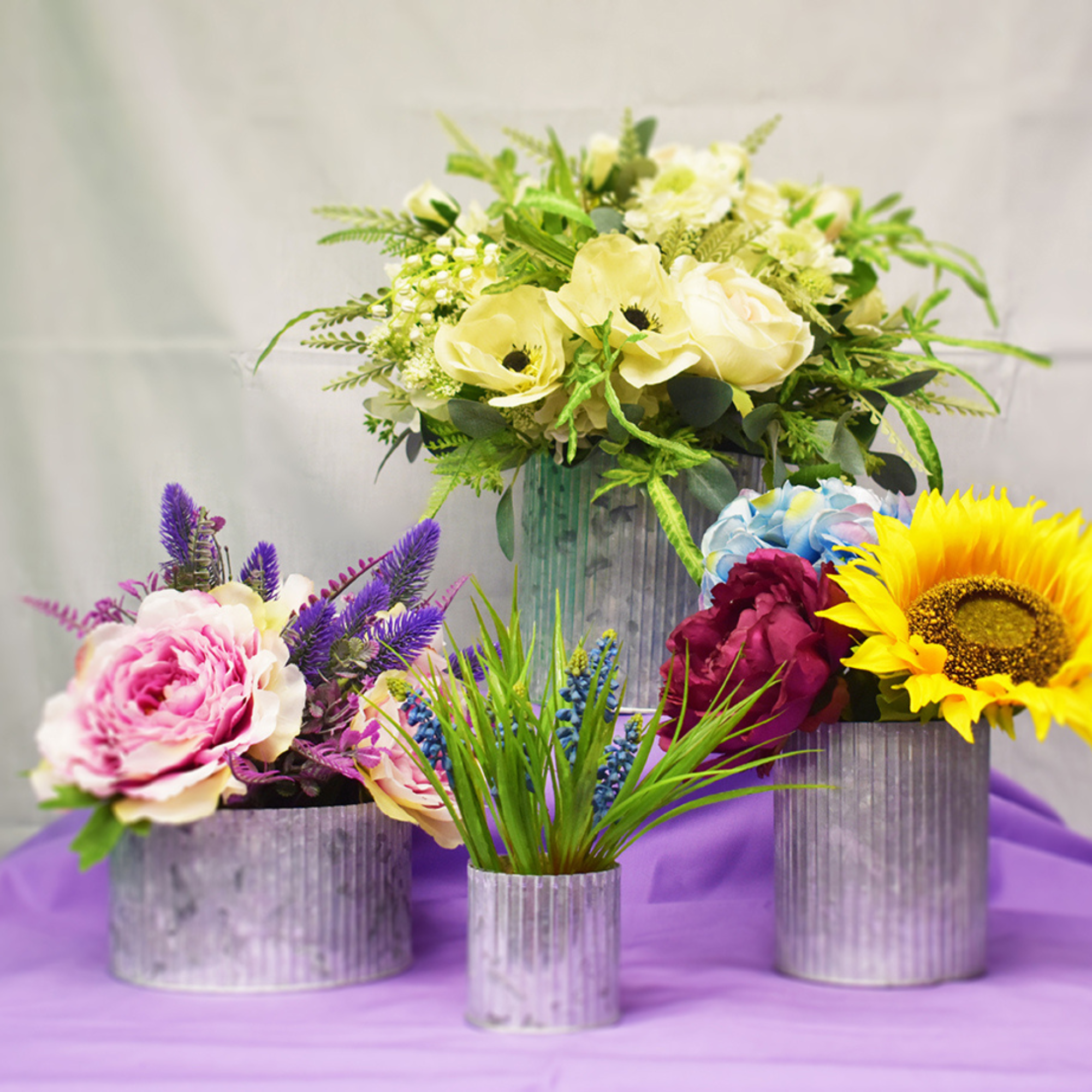 Jacobson - Wholesale Plant Pot - 3"H Amy Norah Pot Cover - Corrugated Galvanized Metal1