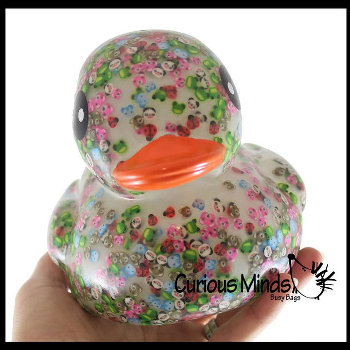 Curious Minds Toys – Großhandel Badespielzeug – Baby – Gummienten mit Konfetti-Muster im Jumbo-Tierdesign, Rubber Duckie, 1 Stück
