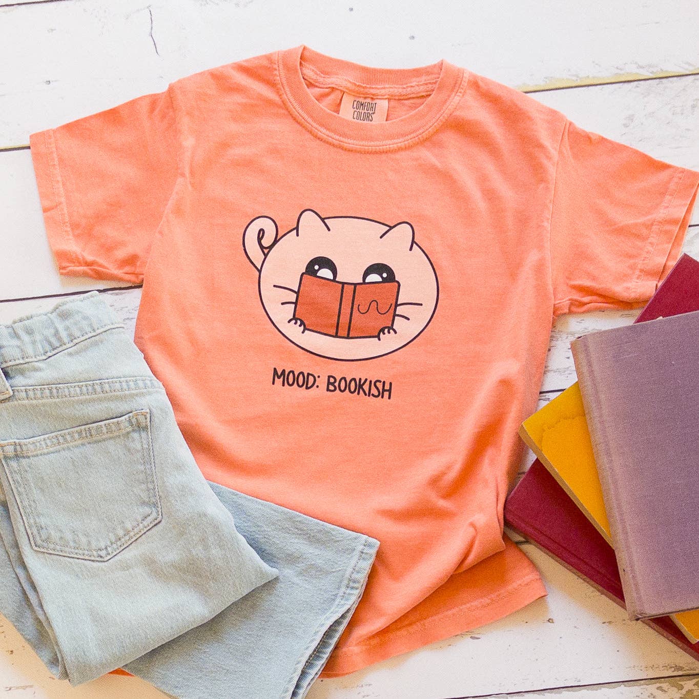 Moodicats - Wholesale Screen Printed T-Shirt - Kids - Bookish Cat Mood Kid T-Shirt1