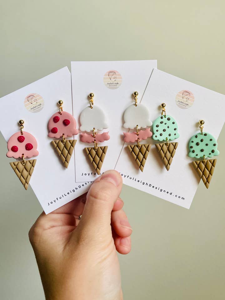 Ice Cream Cone Dangle Earrings for wholesale by Joyful Leigh Designed