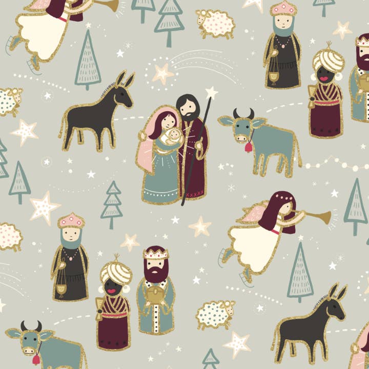Stesha Wrapt - Wholesale Flat Wrap - Christmas Nativity Scene Gift Wrap