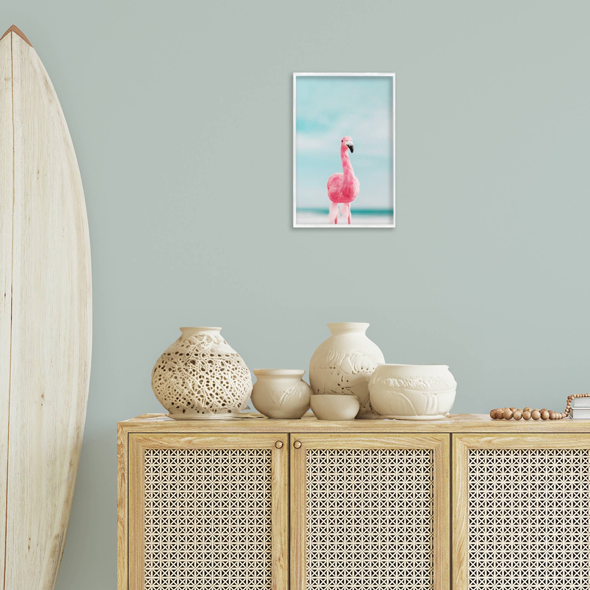 Stupell Industries - Vendita all'ingrosso Decorazione da parete - Bambini e neonati - Arte Incorniciata Fenicottero Estivo Funky22