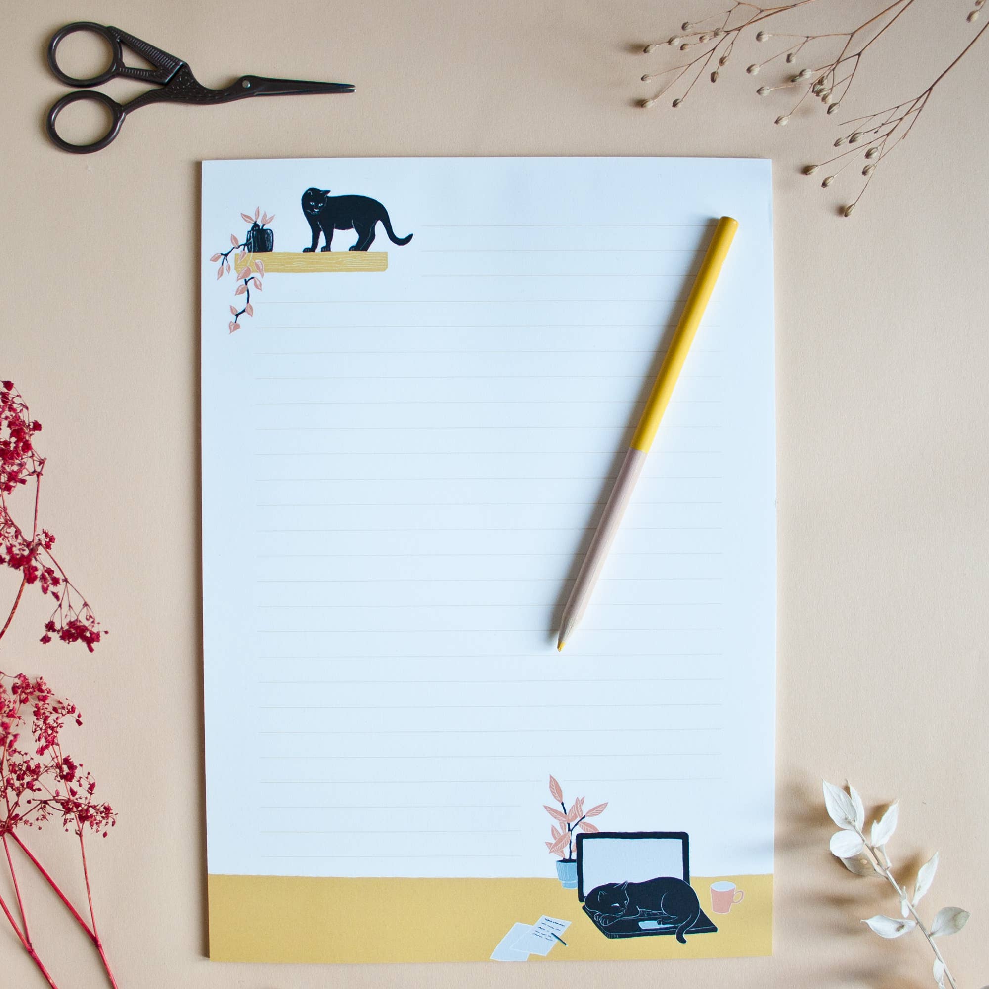 Katja Rub - Wholesale Stationery/Notecard Set - Stationery set cats, A4 notepad & 10 envelopes1