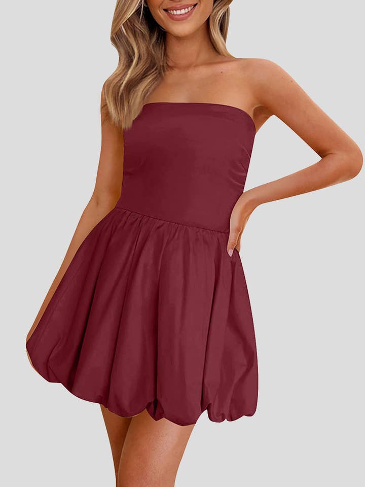 EmberLoom - Wholesale Dress - Women's - Strapless Bubble Hem Mini Dress2