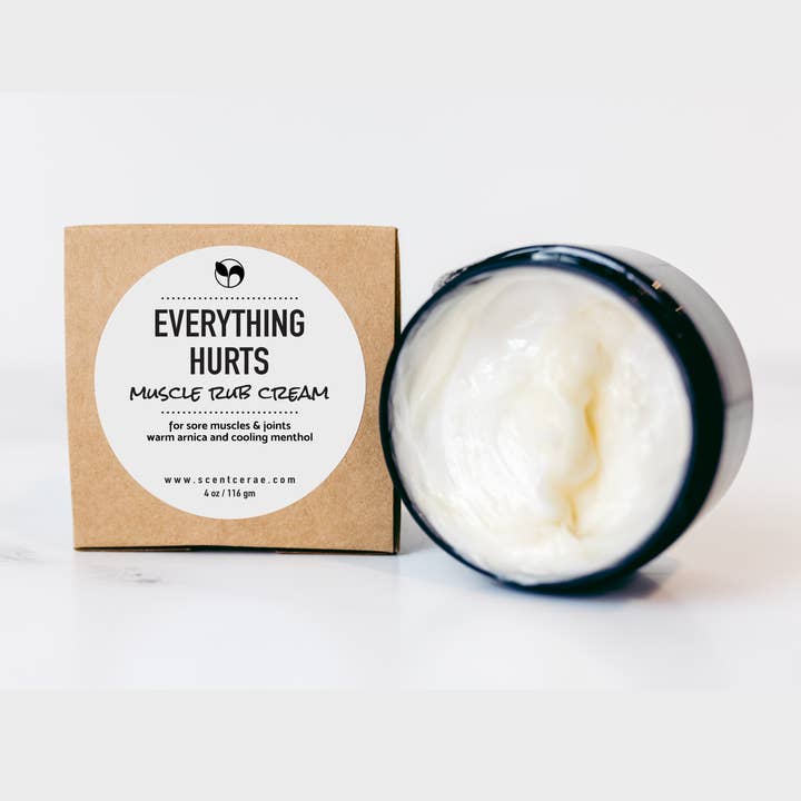 Scentcerae - Wholesale Muscle Lotion/Rub/Gel - EVERYTHING HURTS Muscle Rub on refillable cream jar