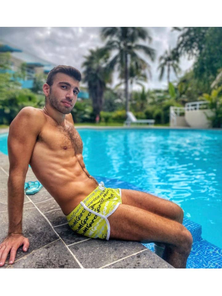 GARCON® Underwear – Engroshandel Badeshorts – Mænd – Gul Graffiti svømme kort4