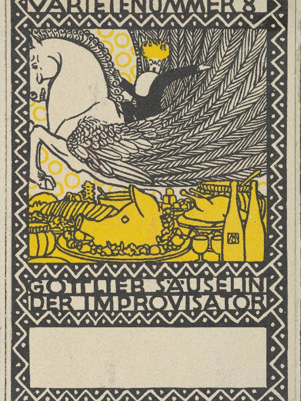 Numéro de variété 8 Gottlieb Säuselin l'Improvisateur (Varietenummer 8-Gottlieb Säuselin der Improvisator) par Moriz Jung, 1907 - carte postale pour la vente par Flashback Shop