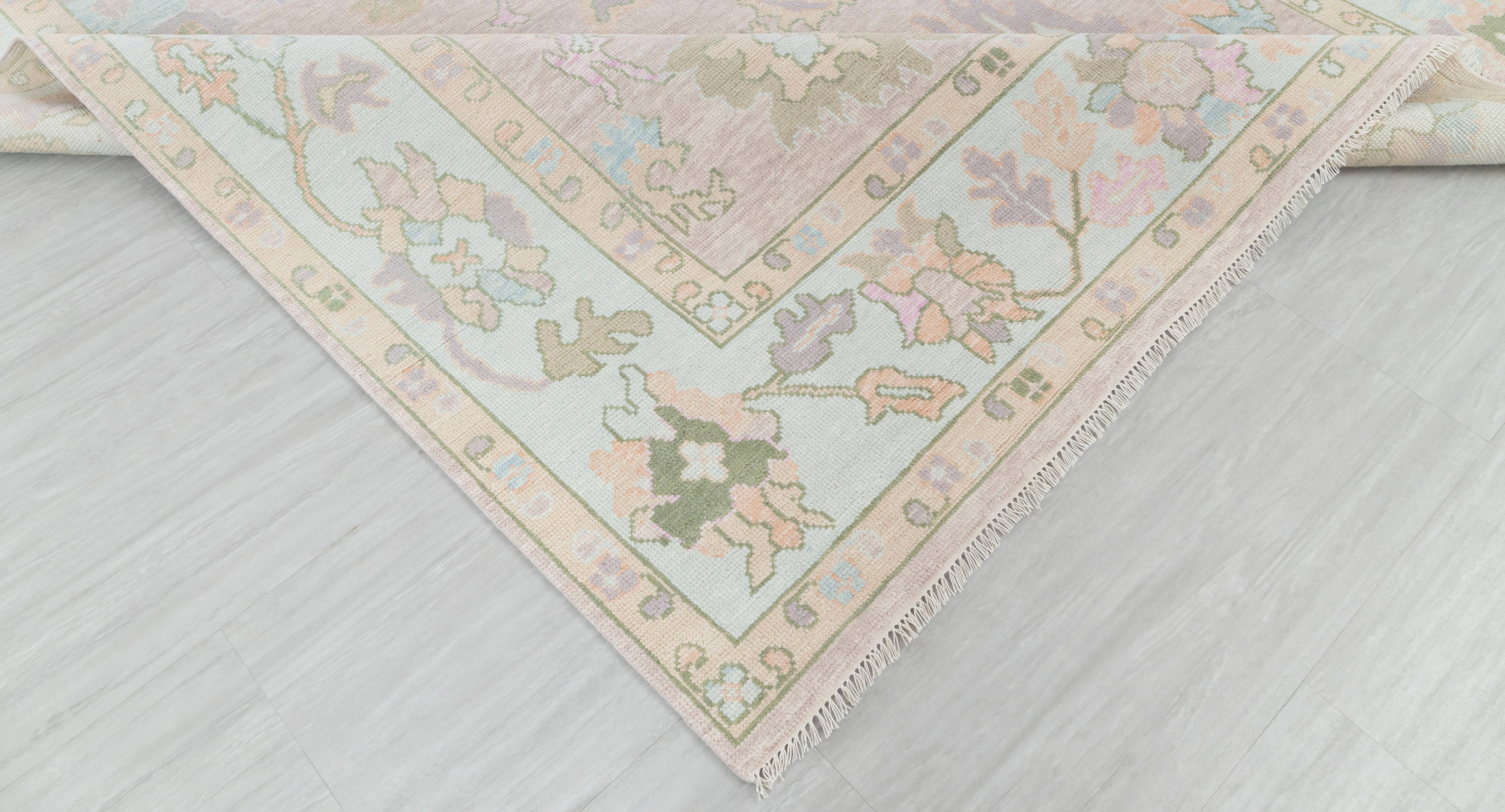 Aesthetic Homes LLC – Tapete por atacado – Tapete Oushak Moderno Rosa Azul, Lã, Tamanho Personalizado #21996