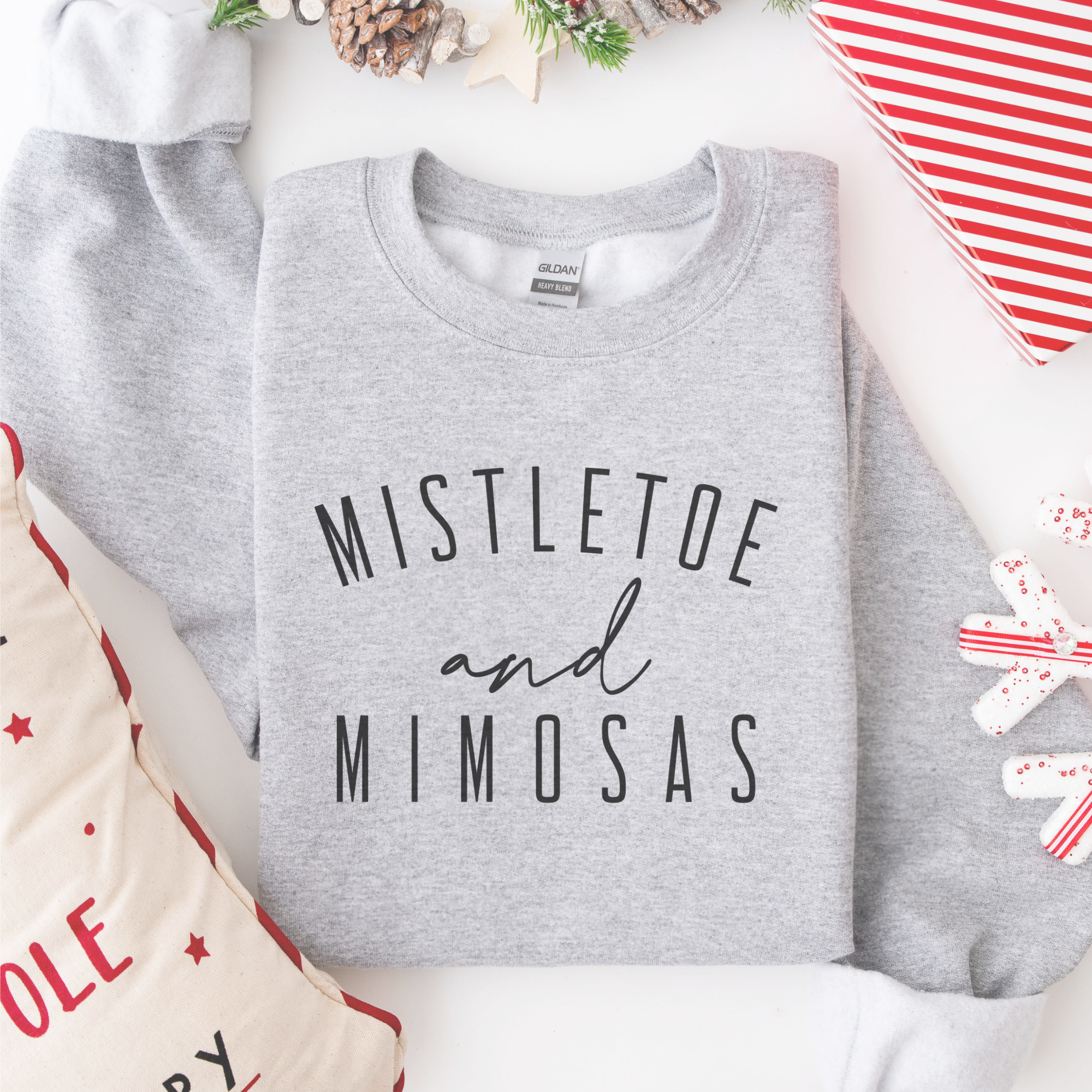 Trendznmore - Modern Graphic Apparel - Wholesale Graphic Sweatshirt - Women's - Mistletoe and Mimosas Christmas Crewneck Sweatshirt4