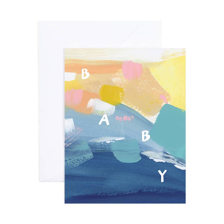 Aubrey Arsty Beachy Gender Neutral Baby Card for wholesale by Evergreen Summer
