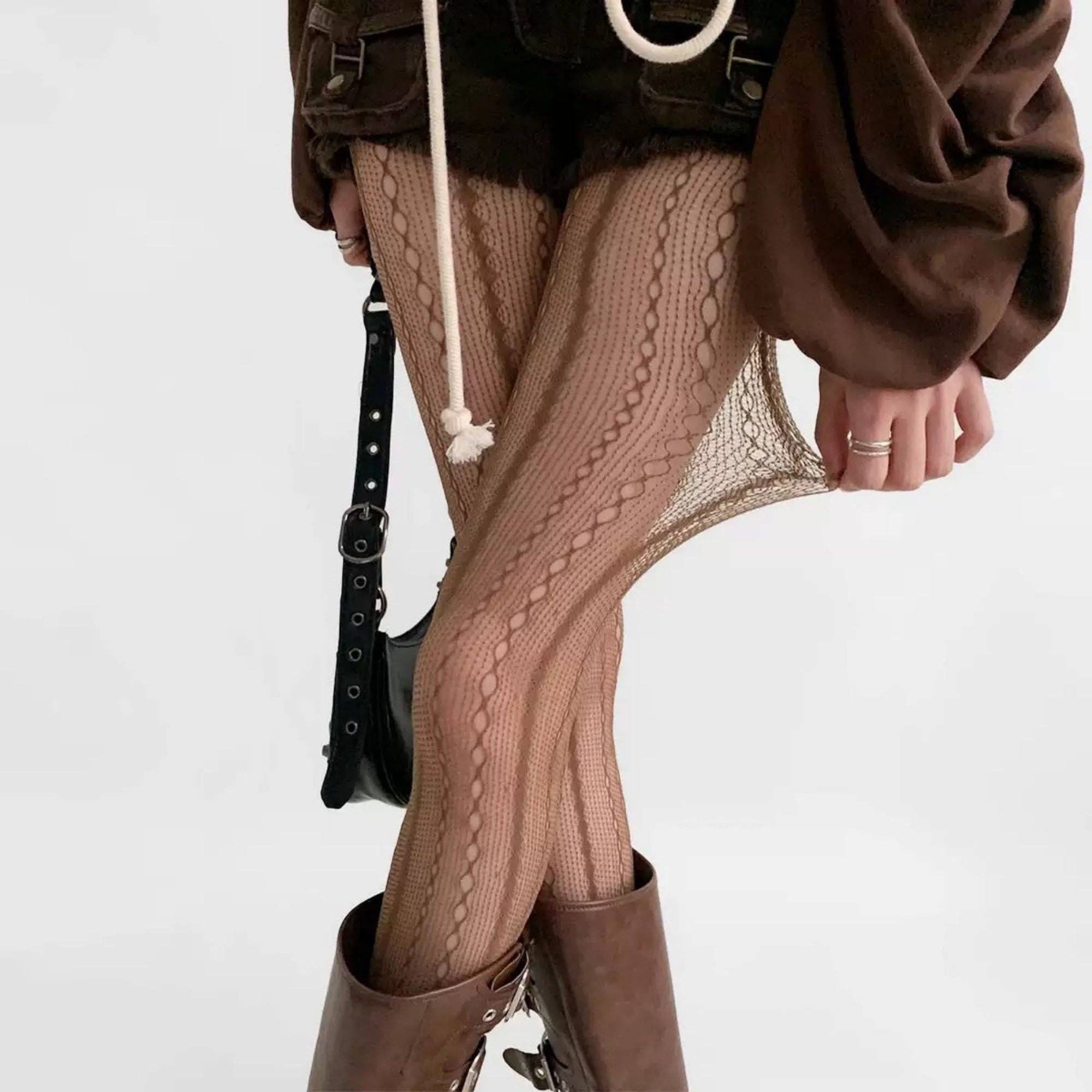 AK Brand – wholesale Tights – Women's – 2-Pack Sheer Patterned Hosiery with Stretch Fishnet Design a5