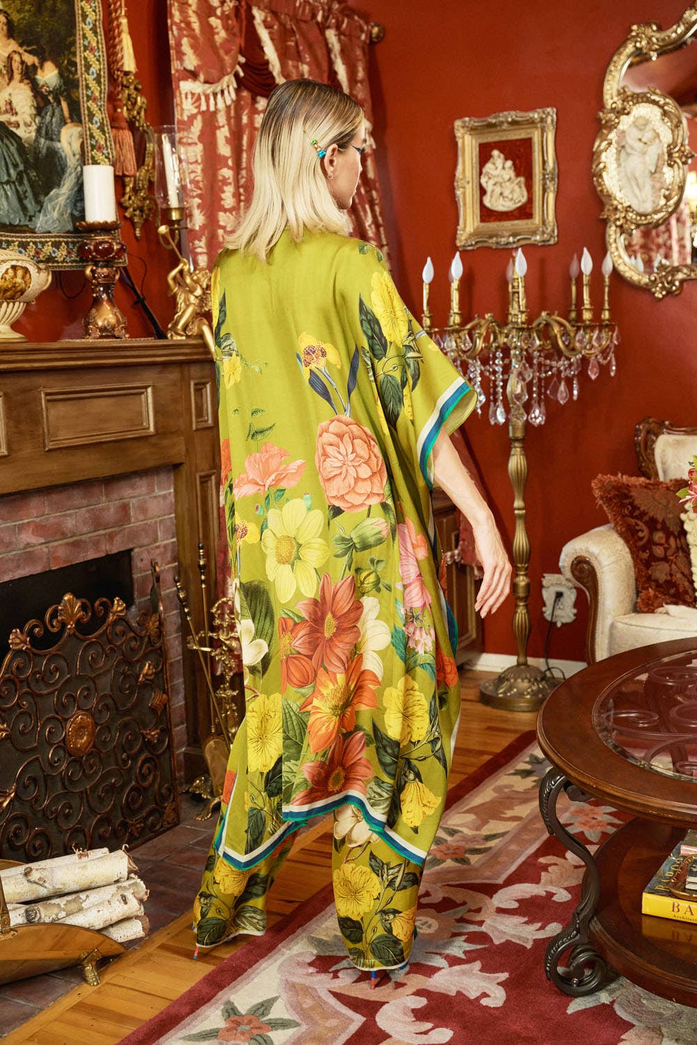 Olive Floral French Riviera Hand-Beaded Kimono / Topper for wholesale on Faire24