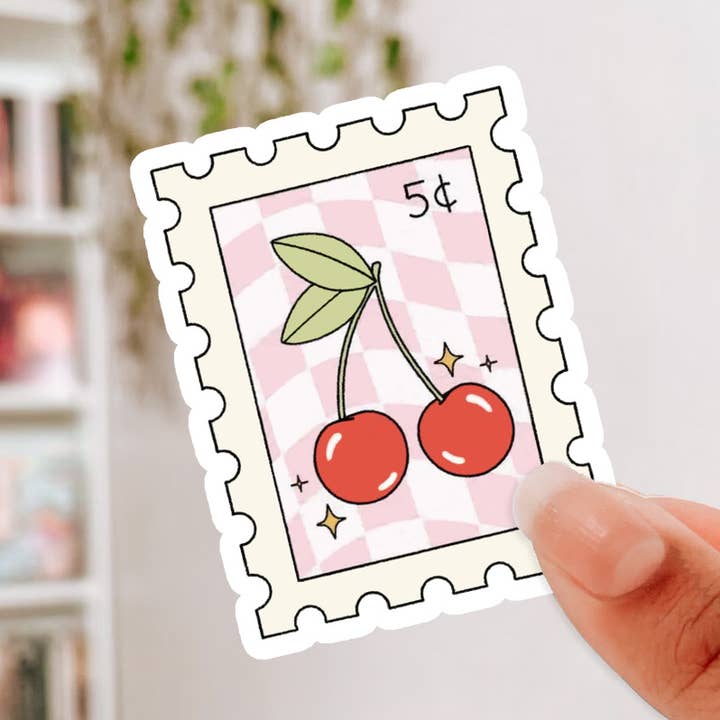 Cherry Stamp Sticker for wholesale by Oats & Honey