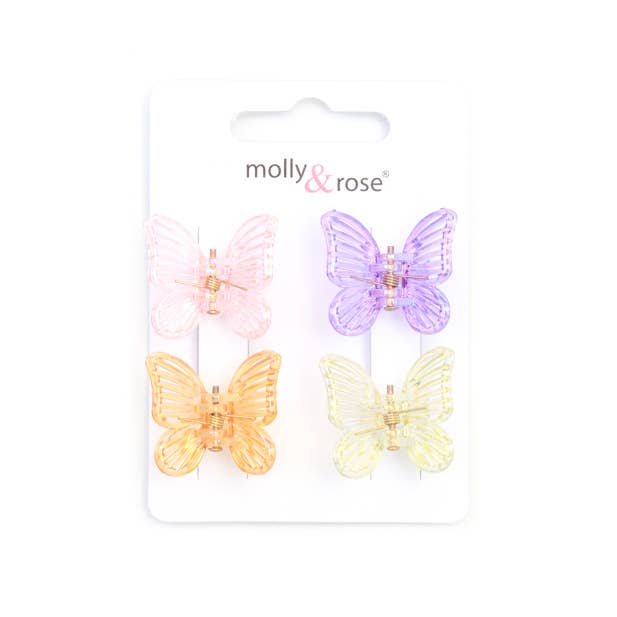 Inca UK - Wholesale Hair Clip - Kids - Card of 4 butterfly mini clamps. 2.5cm1