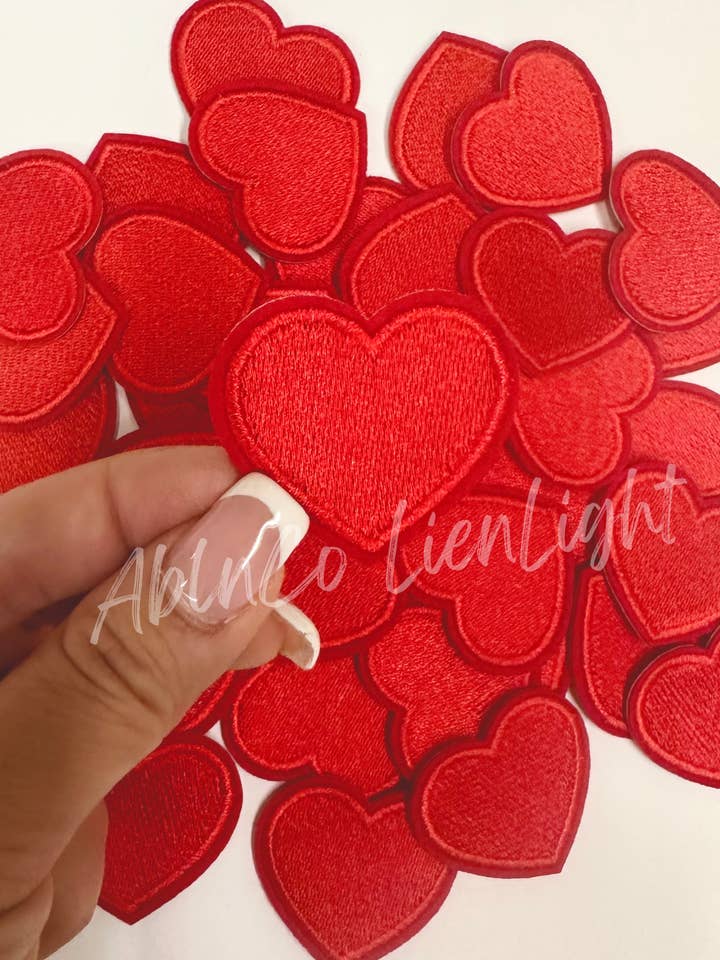 trucker hat patches 2” red heart embroidery patch iron on for wholesale by ABLNco