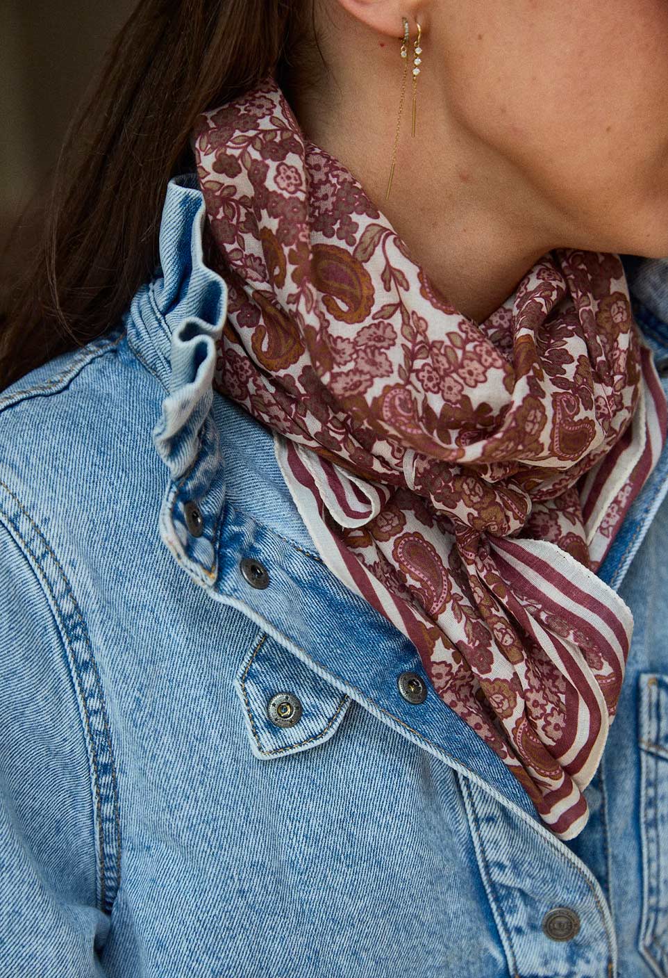 Gabrielle Paris - Vente Écharpe – femme - Foulard en voile de coton Arabesque1