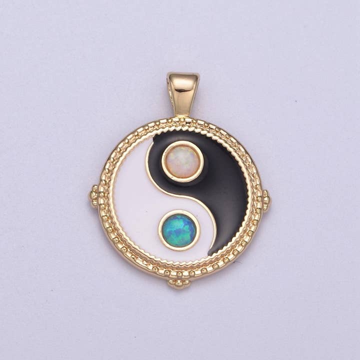 Dainty Opal Yin Yang Pendant 14k Gold Filled YinYang Charm Yoga Relationship Couple Y2K Jewelry H-342 for wholesale by Aim Eternal
