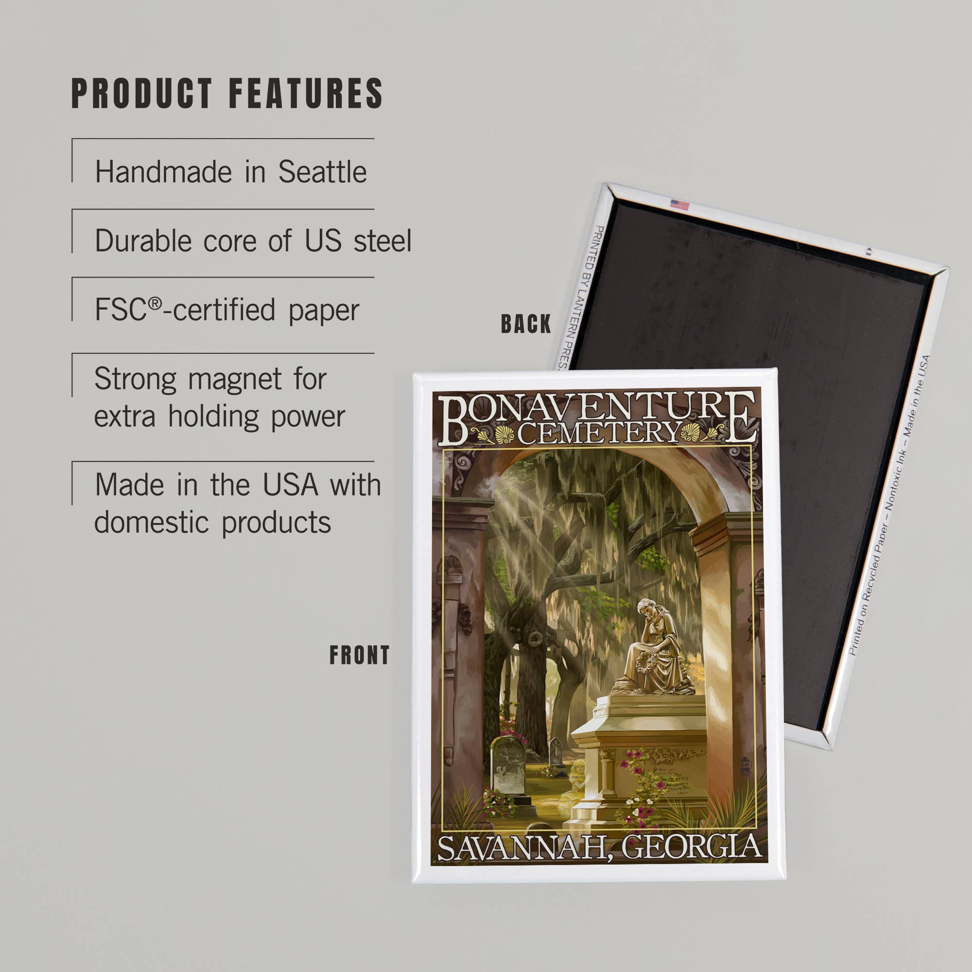 Lantern Press – wholesale Magnet – MAGNET Savannah, Georgia, Bonaventure Cemetery2