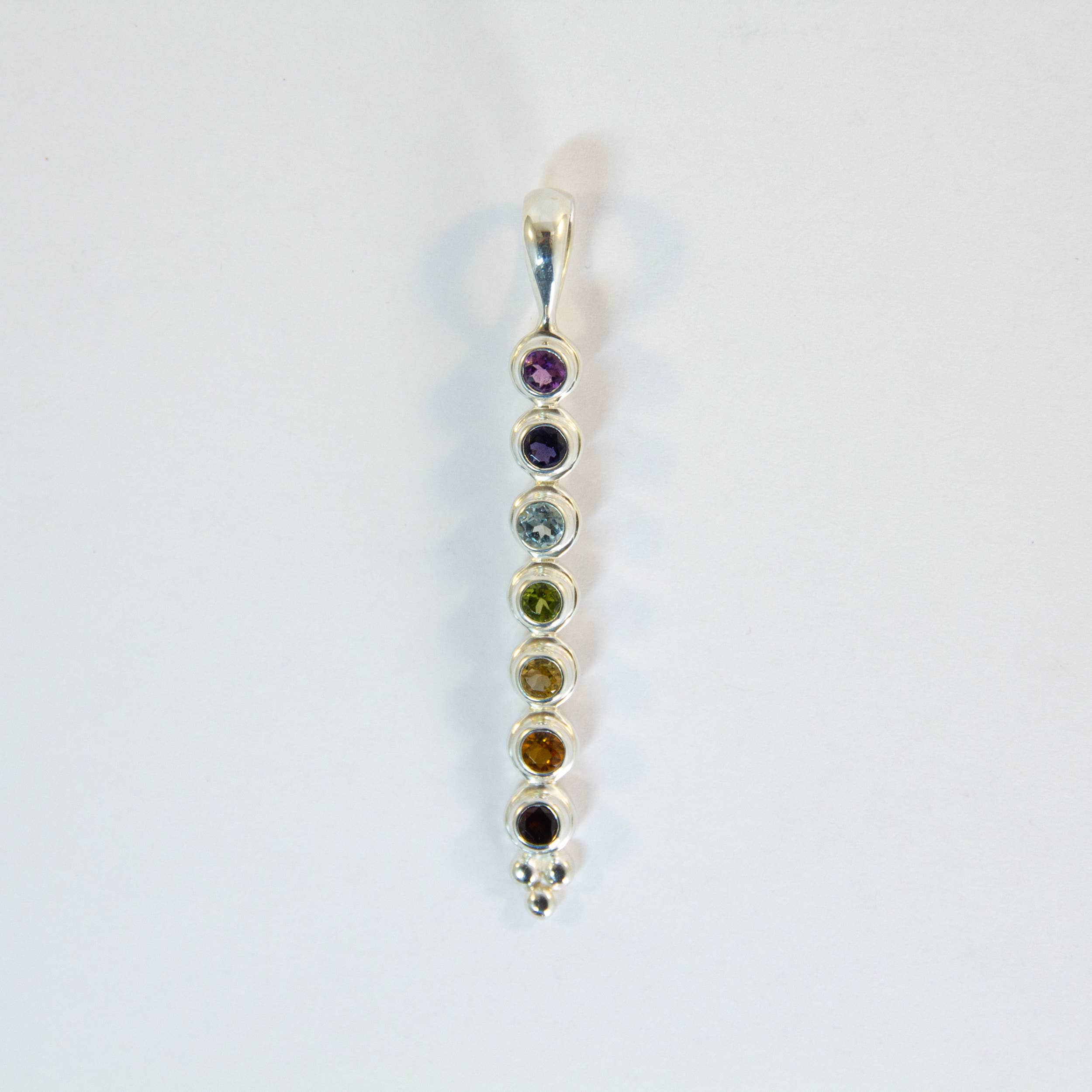 Ajmer by Jodi - Wholesale Individual Charm/Pendant - Large Chakra Pendant in sterling silver ~ 7 faceted 4mm gems2