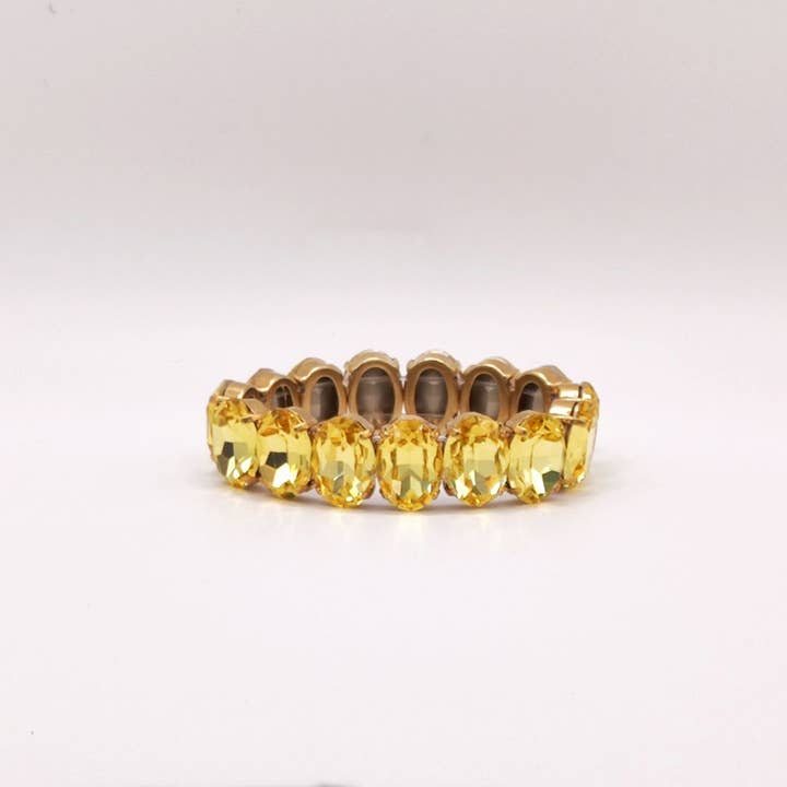 Elastiska Lux Oval Stones Armband - Jonquil Ovp för wholesale av QUÉ MÁS JEWELS