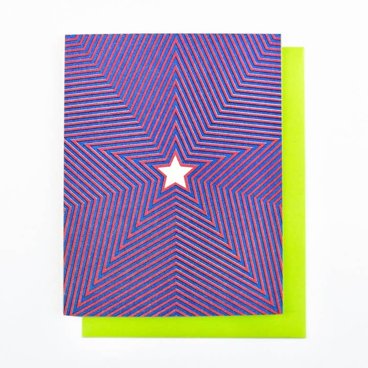 Next Chapter Studio – wholesale Everyday greeting card – Radiating Star - Risograph Greeting Card0