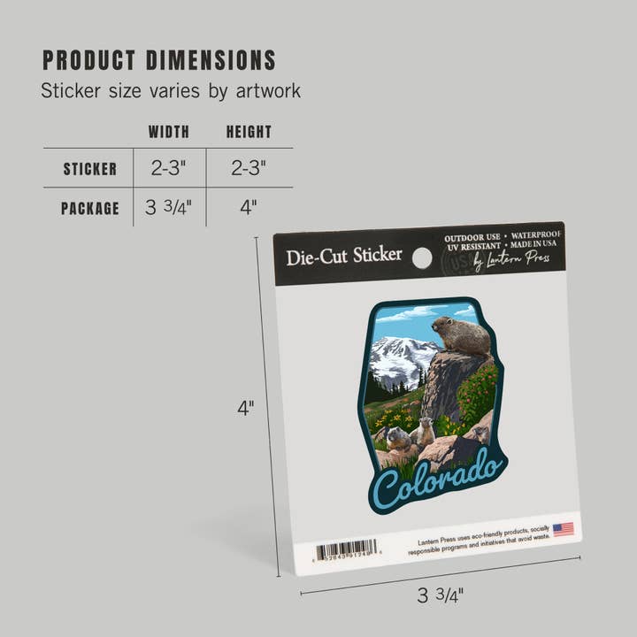 Lantern Press - Wholesale Sticker - STICKERS Colorado, Marmots 212