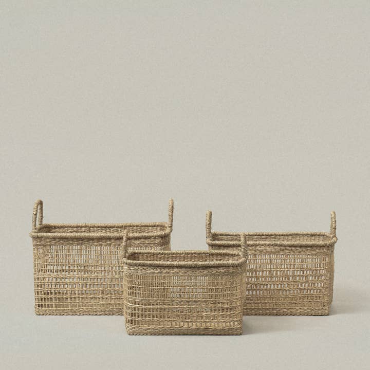 SUNNY HOME - Wholesale Basket - Small Salema Rectangular Seagrass Basket with Handles