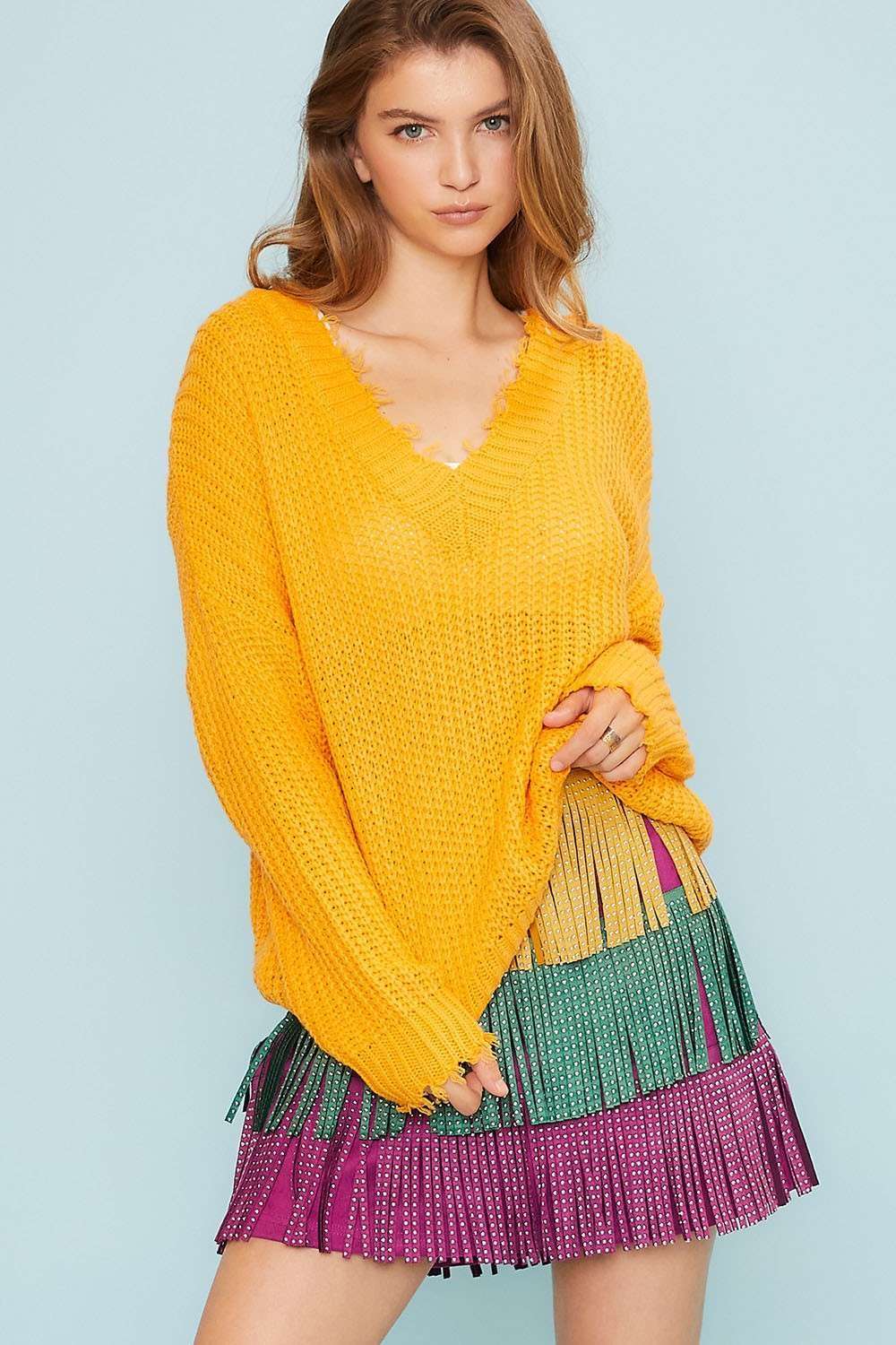 Main Strip – Großhandel Strickpullover – Damen – Strickpullover mit distressed Saum – Schulterfreier, gemütlicher Pullover8