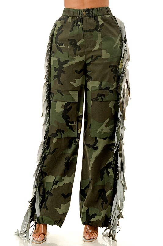 A  Regular Side Tassels Elastic Waistband Cargo Pants for wholesale on Faire0