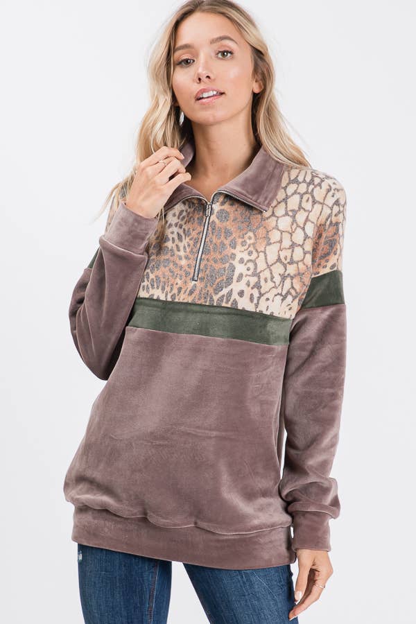 7th Ray - Wholesale Sweatshirt - Women's - Everyday Casual Half-Zip Activewear Sweatshirt T27337