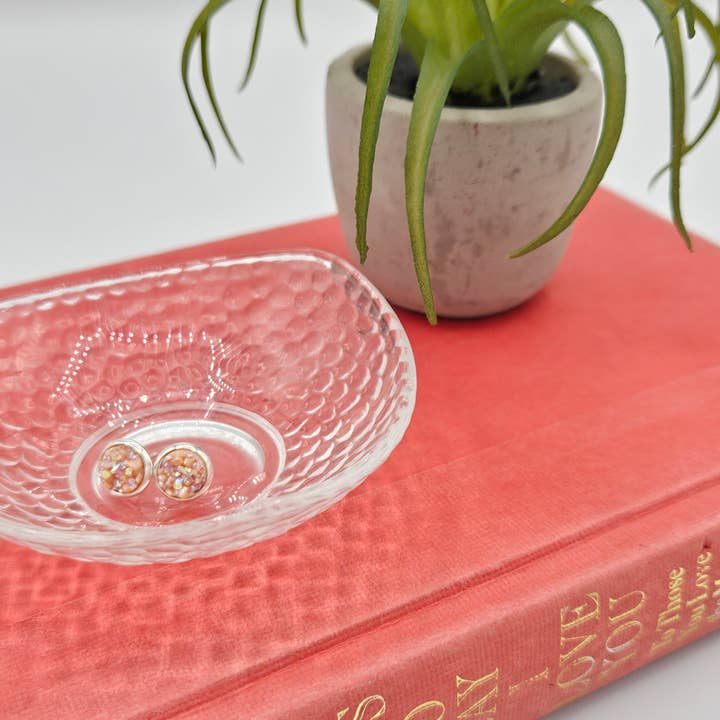 The Sparkle Shop - Wholesale Stud/Post Earrings - Druzy Stud Earrings (Handmade 8mm) - Perfectly Peach2