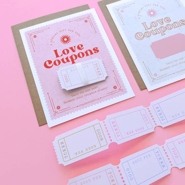 Retro Love Coupons / Tickets for wholesale by Curated for You Gifts